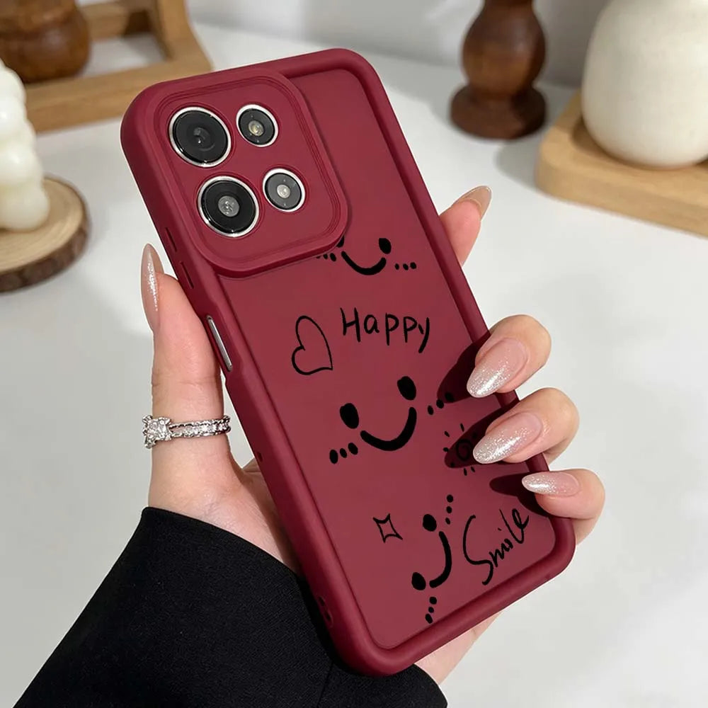 Funny Black Smiley Face Cover For Motorola Moto G86 G85 G75 G56 G35 G24 G06 Edge 70 60 50 Fusion Eye Ladder Phone Case