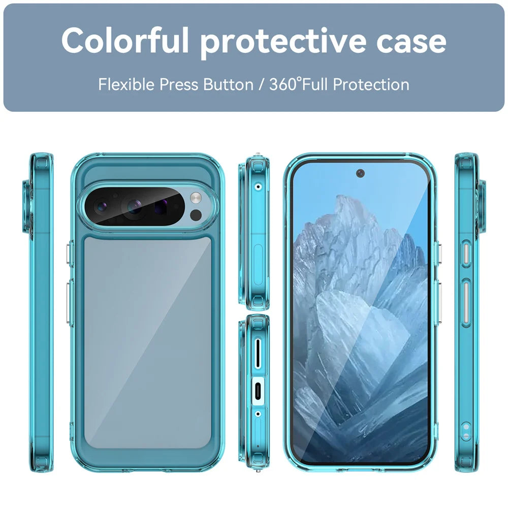 Fashion Transparent Acrylic Case For Google Pixel 9 8 7 Pro 8 10A Colorful Hard Clear Shockproof Thin Cover For Pixel 10 Pro XL