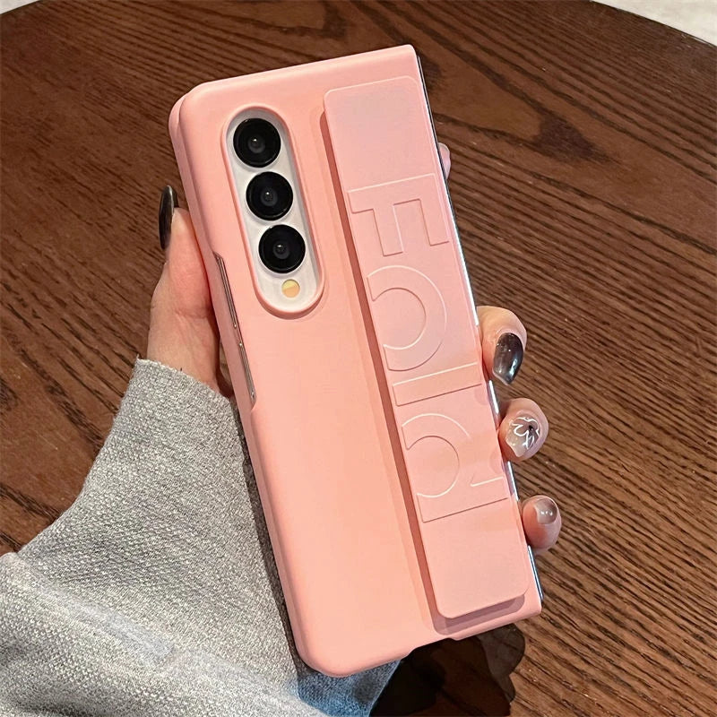 Luxury Soft Silicone Wrist Strap Holder Phone Case For Samsung Z Fold 5 zfold4 Fold3 ZFold6 Cases Ultra Thin Matte Hard PC Cover