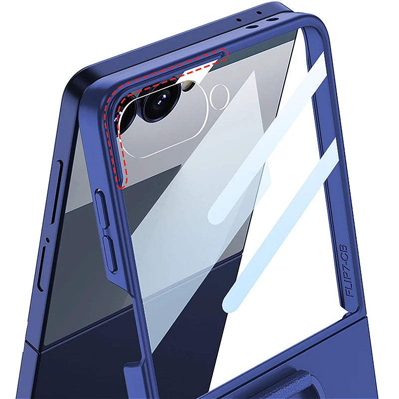 Luxury Magnetic Integrated Case With Ring For Samsung Galaxy Z Flip 7 ZFlip7 2-piece Set With Film For Magsafe Back Cover Funda