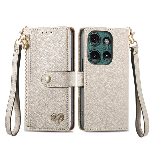 Wallet Case Motorola Moto G Power 2025 G 5G G96 G86 G64 G56 G75 G66Y G55 Zipper Pocket Purse with Wrist Strap, Flip Card Holder