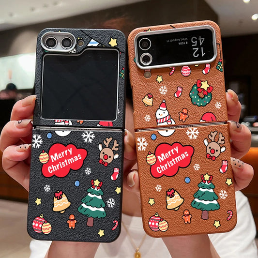 Merry Christmas Print Phone Case For Samsung Galaxy Z Flip 7 4 5 6 3 5G Folding Soft TPU Cover For Samsung Z Flip7 Flip6 Flip5