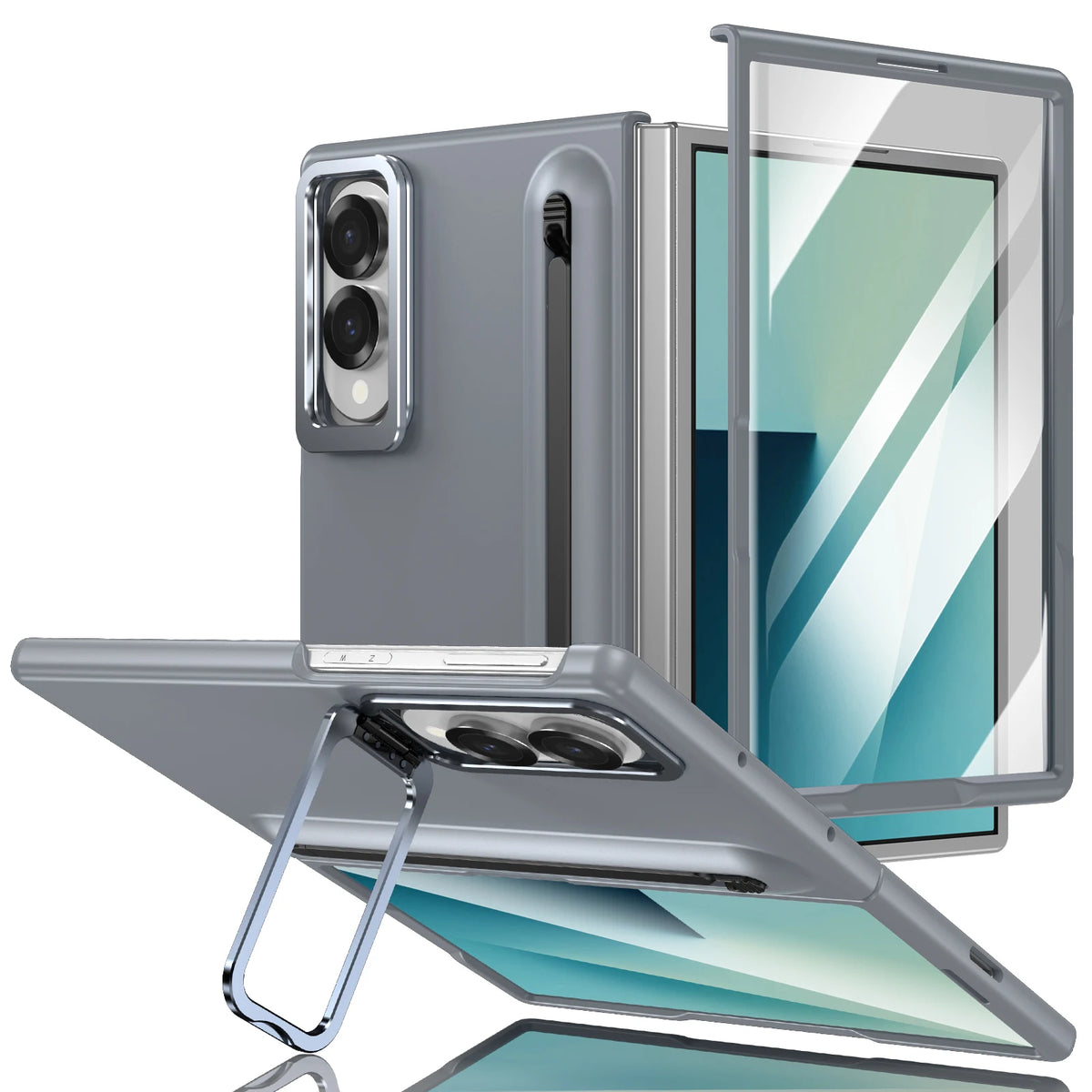 Alloy Camera Frame Stand With touch pen Screen Protector Case For Samsung Z Fold 8 7 6 5 4 8 Ultra Shockproof 360 Protection