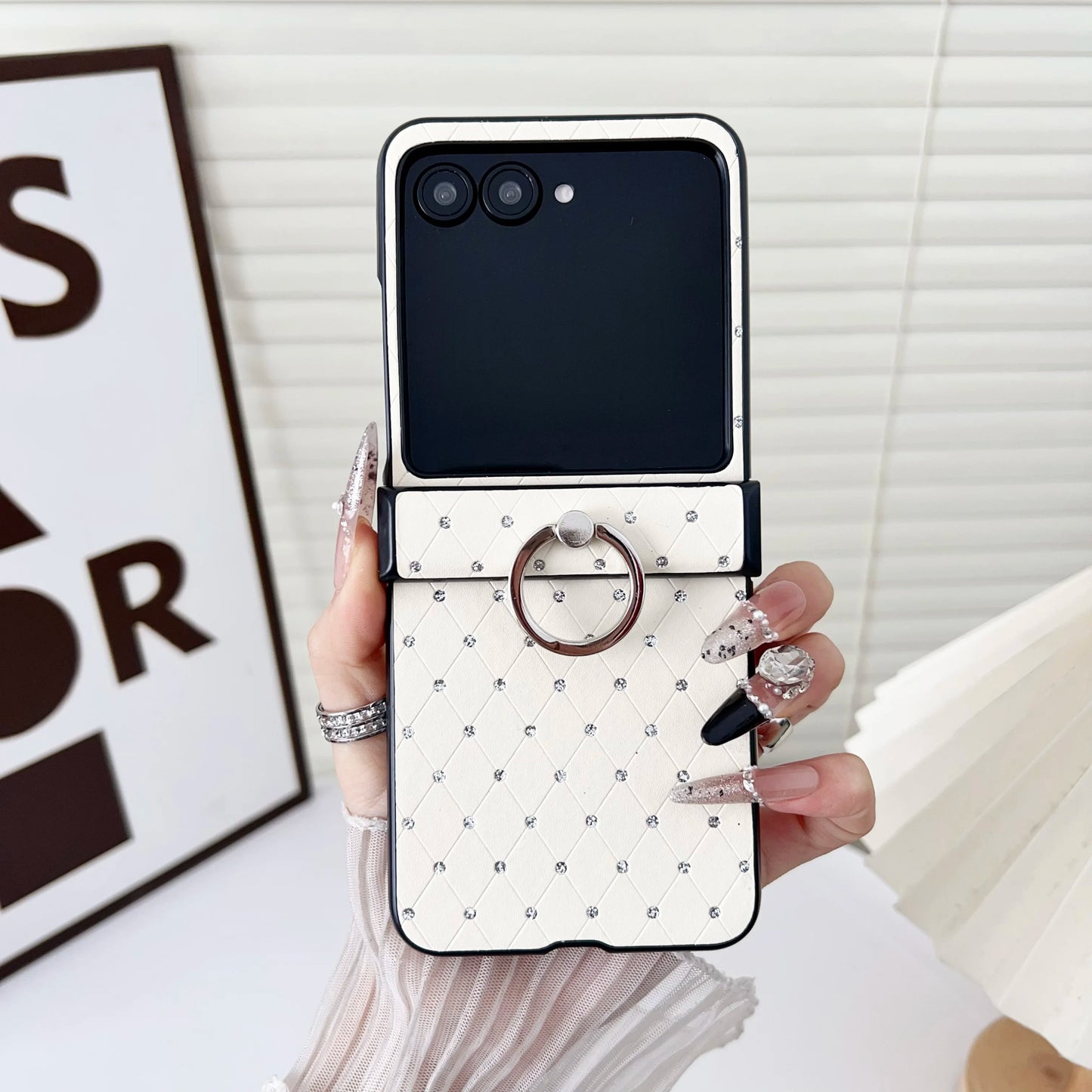 Luxury Diamond Glitter Ring Phone Case For Motorola Razr 60 50 40 Ultra 50Ultra 3-piece Set Hinge Protection Shockproof Cover