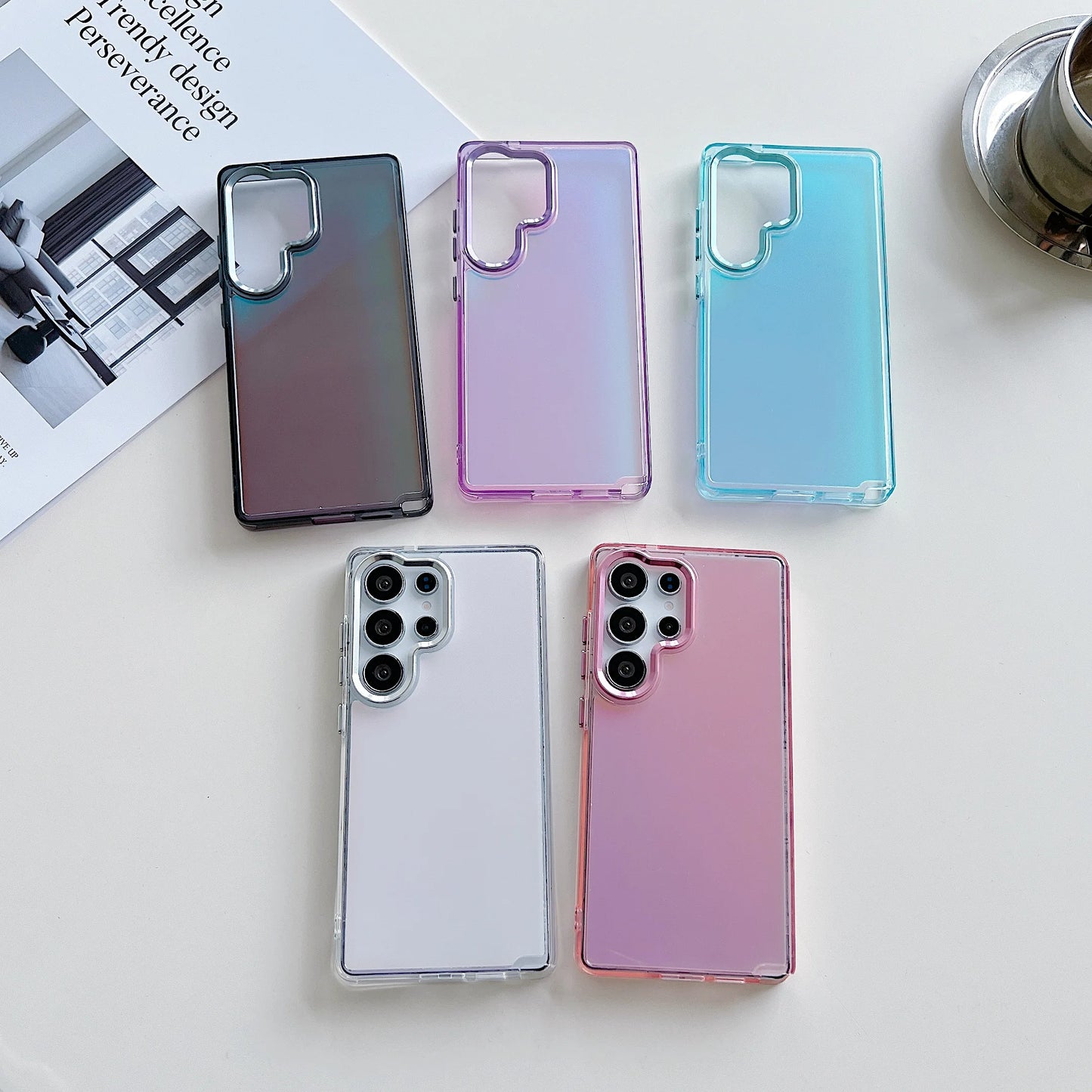Laser Gradient Matte Shockproof Case For Samsung S26 S25 Edge S24 S23 Ultra Plus FE A17 A07 A56 A36 A26 A16 Anti-Scratch Cover