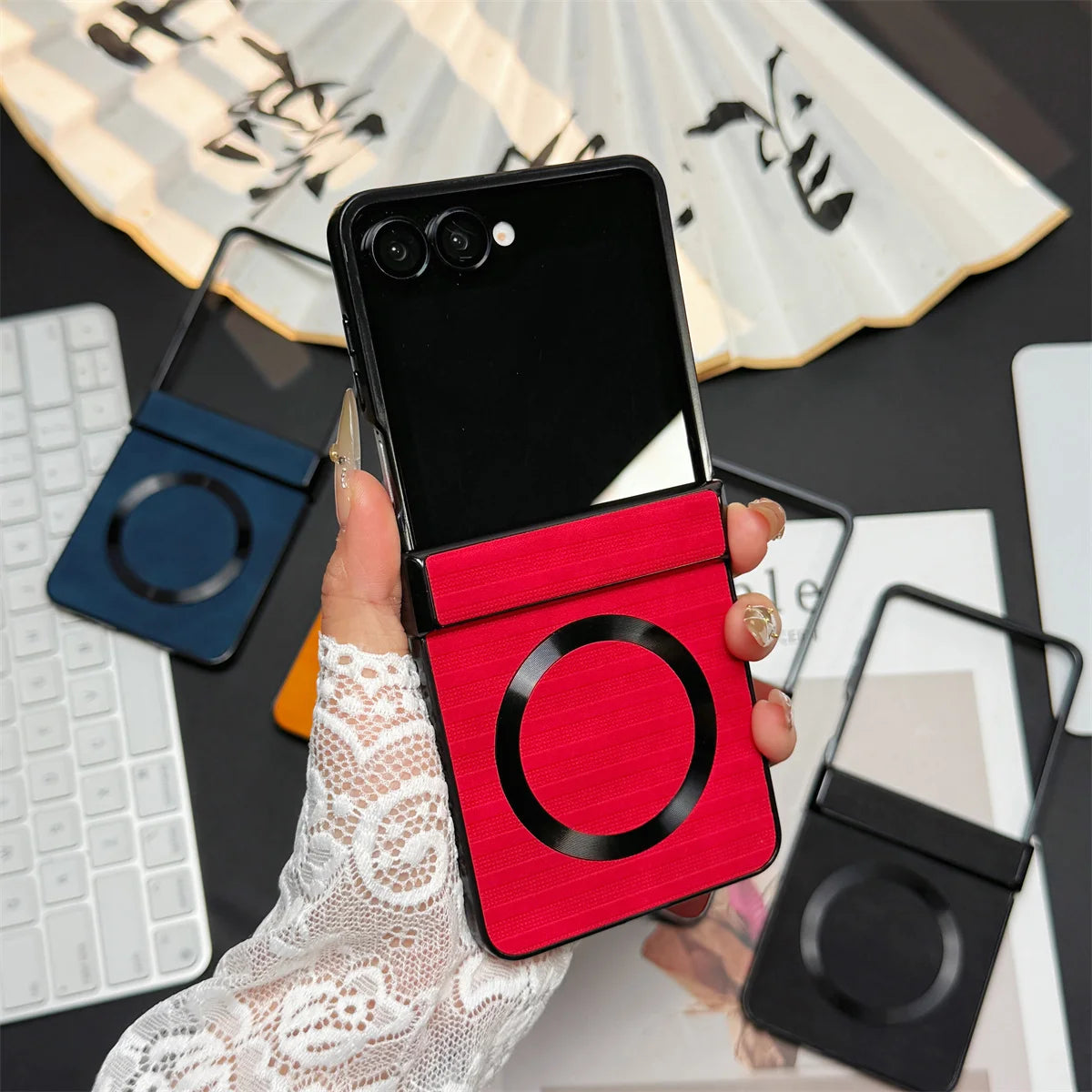 Luxury Leather Phone Case for Samsung Galaxy Z Flip 7 6 5 4 3 5G ZFlip7 FE Hinge Protection Shockproof Cover