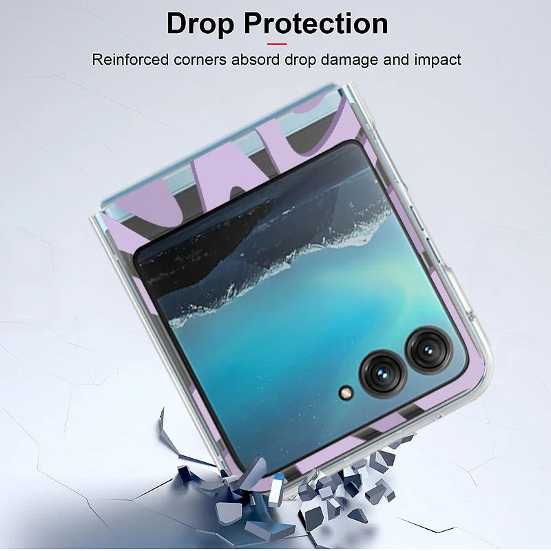 Stripe Pattern Clear Hard Phone Case For Motorola Razr 40 50 Ultra Fall Protection Folding Cover For Moto 40Ultra Razr40 Razr50