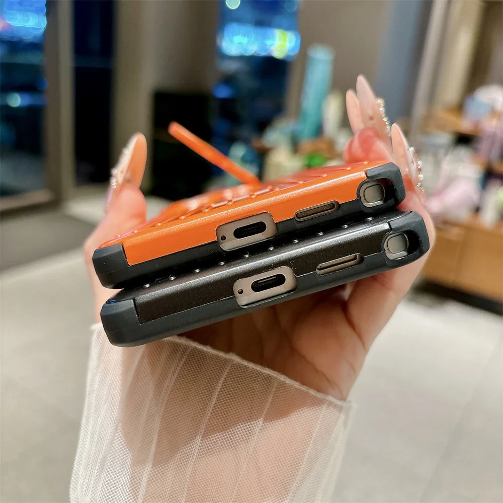 Lens Mount Luggage Armor Phone Case for Samsung S26 S25 S24 S23 Ultra Solid Color Striped Shockproof Bumper Protection Cover