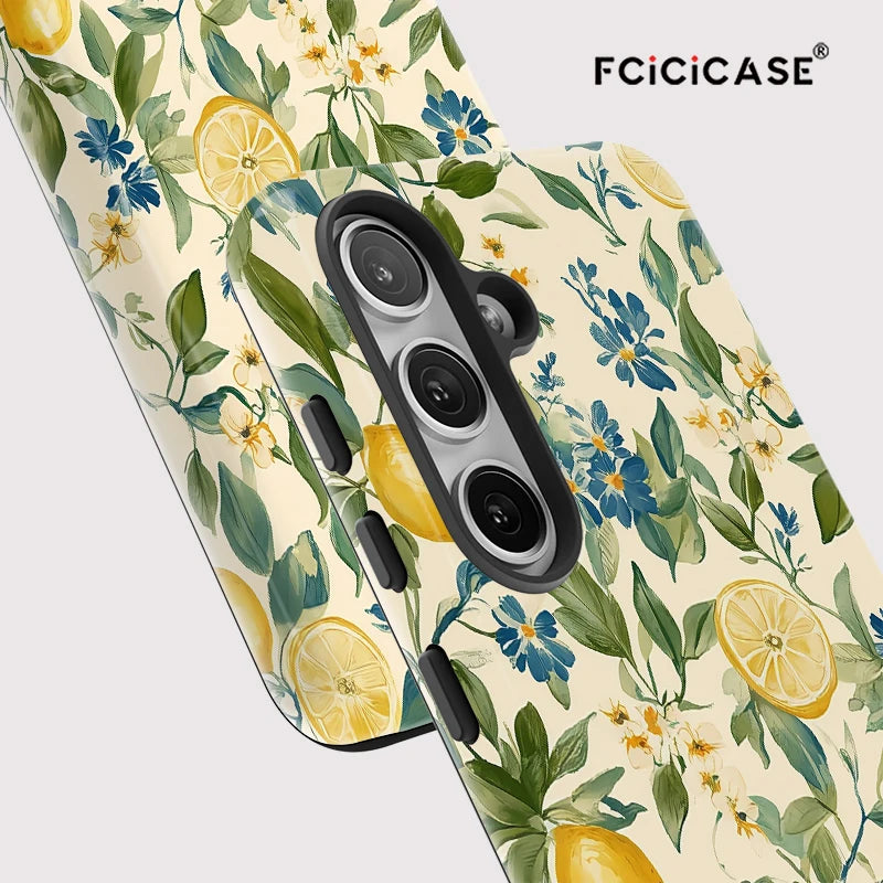 Fcicicase Flower Lemon Soft Silicone Phone Case For Samsung Galaxy A36 A26 A16 A56 5G Matte Silicone Shockproof PC TPU Cover