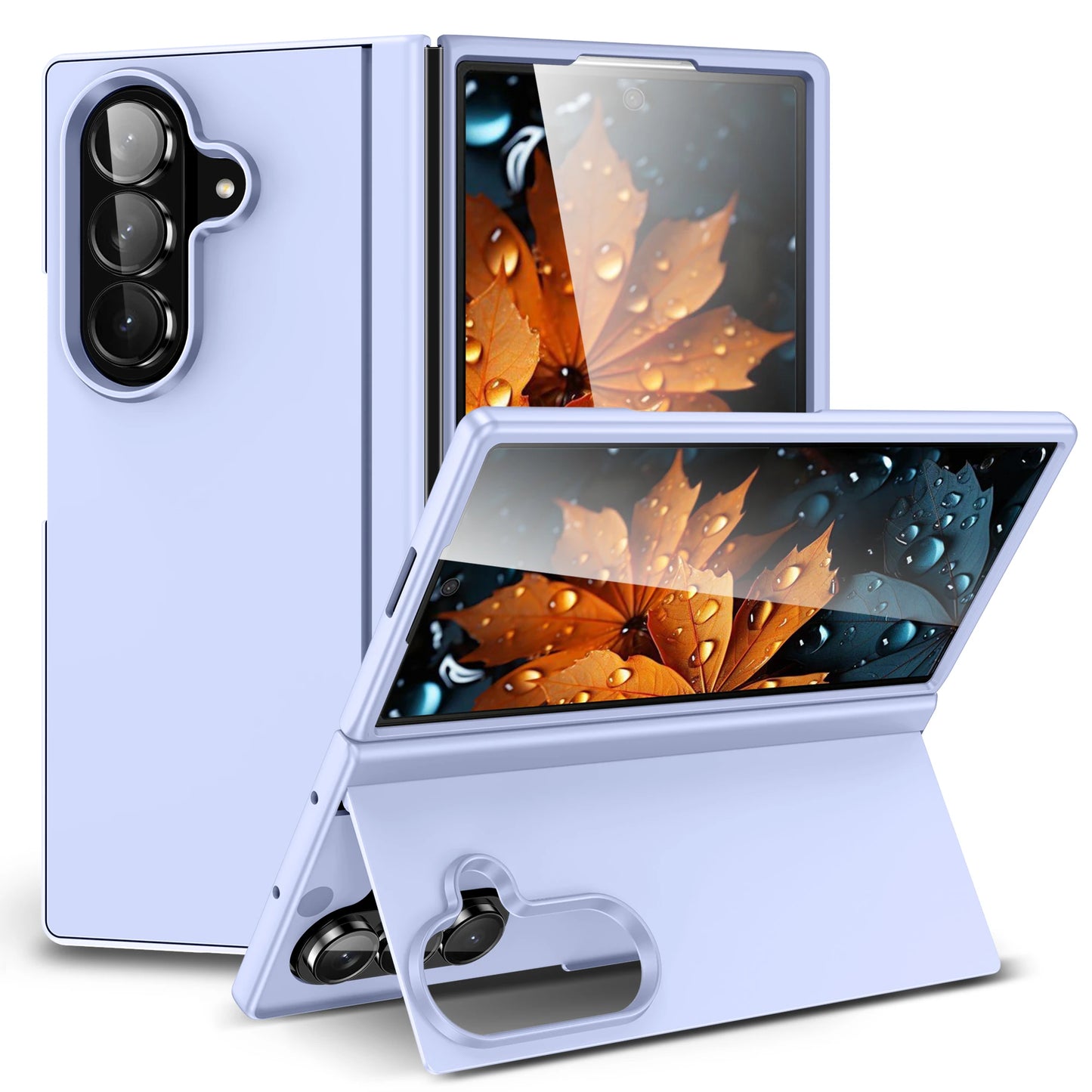 Skin Feel Invisible Bracket Case For Samsung Galaxy Z Fold 7 6 5 4 3 ZFold7 5G Protection Plain 2-piece Set Shockproof Cover