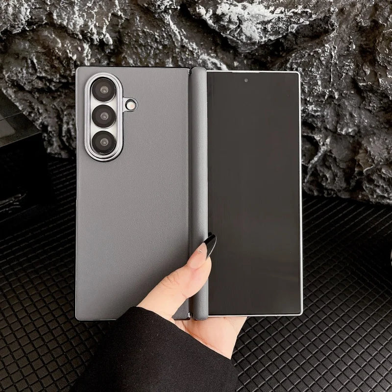 For Samsung Galaxy Z Fold 7 Case Luxury Leather Magnetic Center Axis Back Cover For Galaxy Fold7  Simple Shockproof Bumper Funda