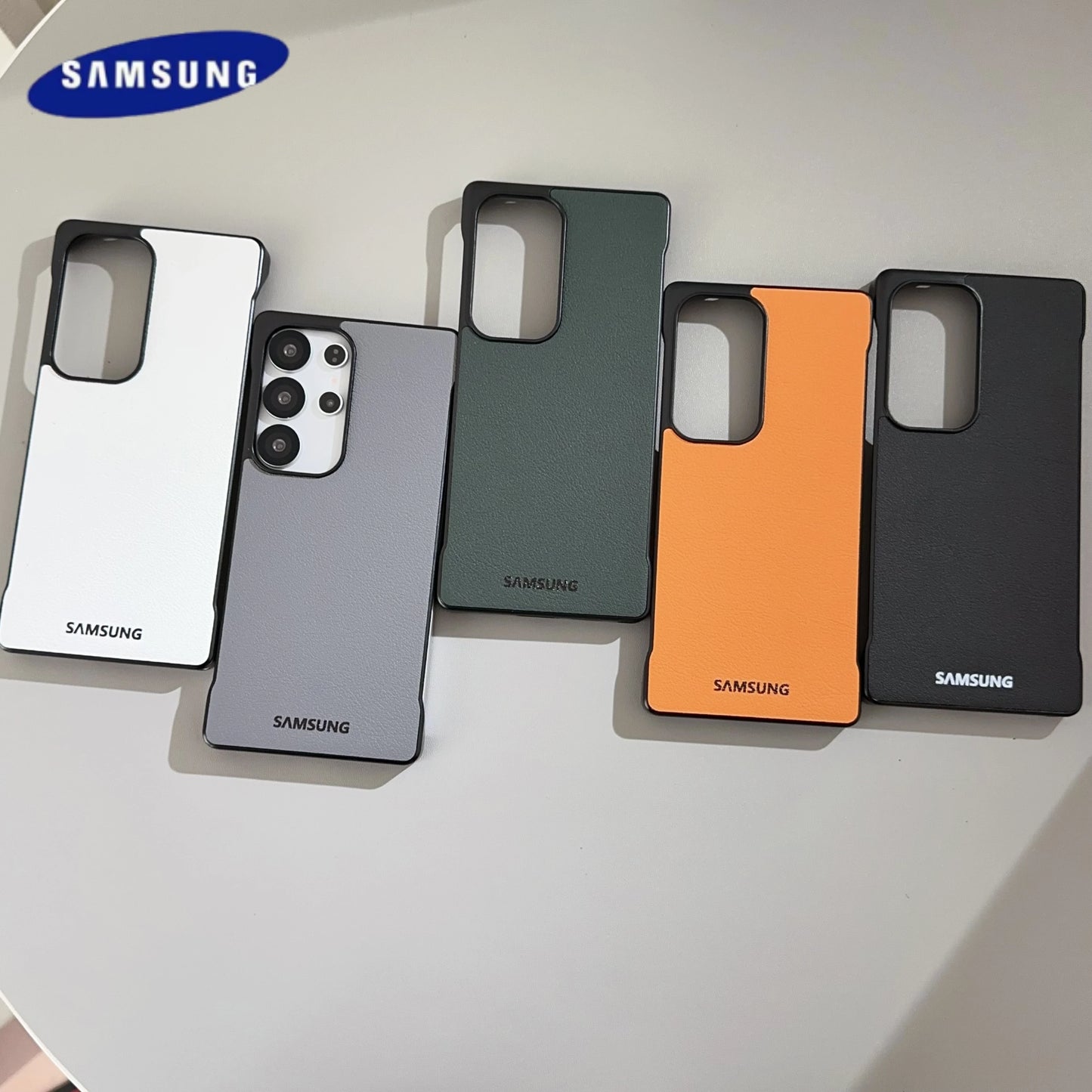 Ultra Thin Leather Texture Frameless Phone Case Samsung Galaxy S26 S25 Plus S24 Ultra Plus S25 Edge Luxury Shockproof Back Cover