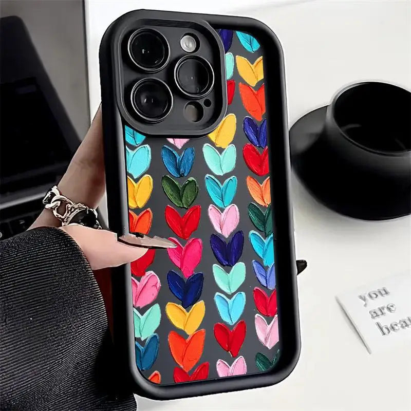 Motorola Edge 50 Fusion Colorful Love Heart Silicone Case For Moto 40 NEO Pro G84 G35 G85 5G G22 G32 G52 G30 G60 Shockproof Capa