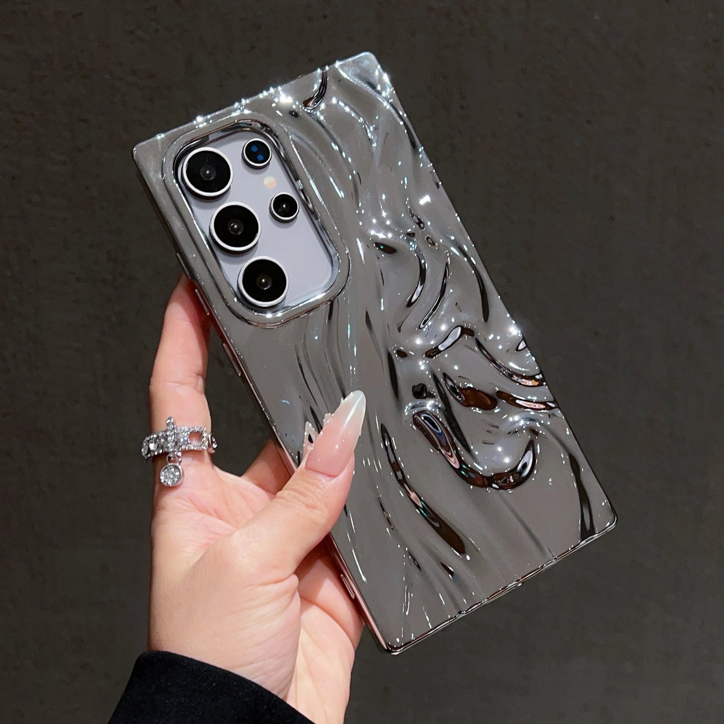 3D Plating Wave Wrinkle Matte Solid Color Case For Samsung S25 S24 Plus S23 Ultra FE A56 A36 A26 A16 A06 A55 A35 A25 Soft Cover