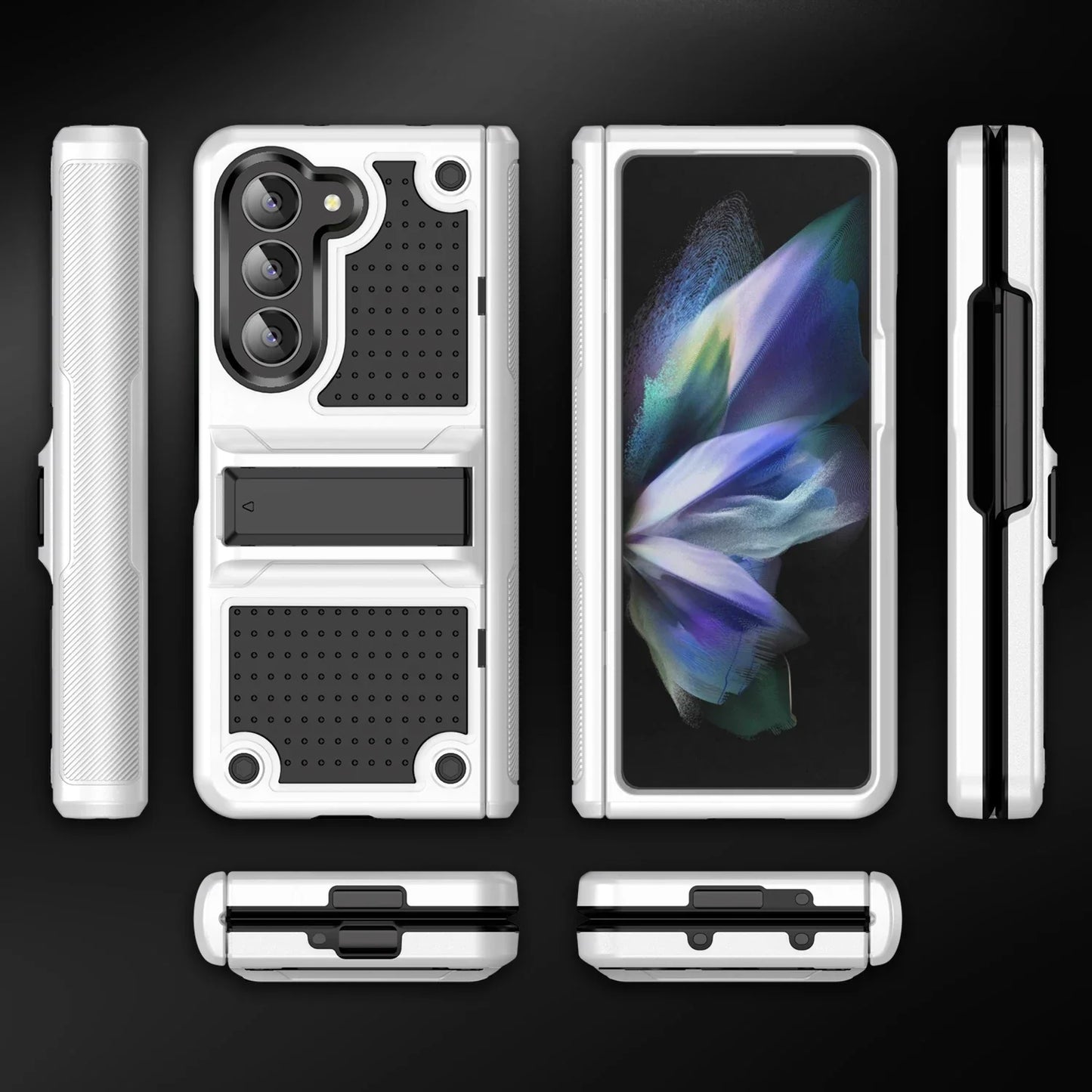 For Samsung Z Fold5 Fold5 Non-Slip Hinge Protection Phone Case for Samsung Galaxy Z Fold 5 5G Kickstand Armor Cover Coque