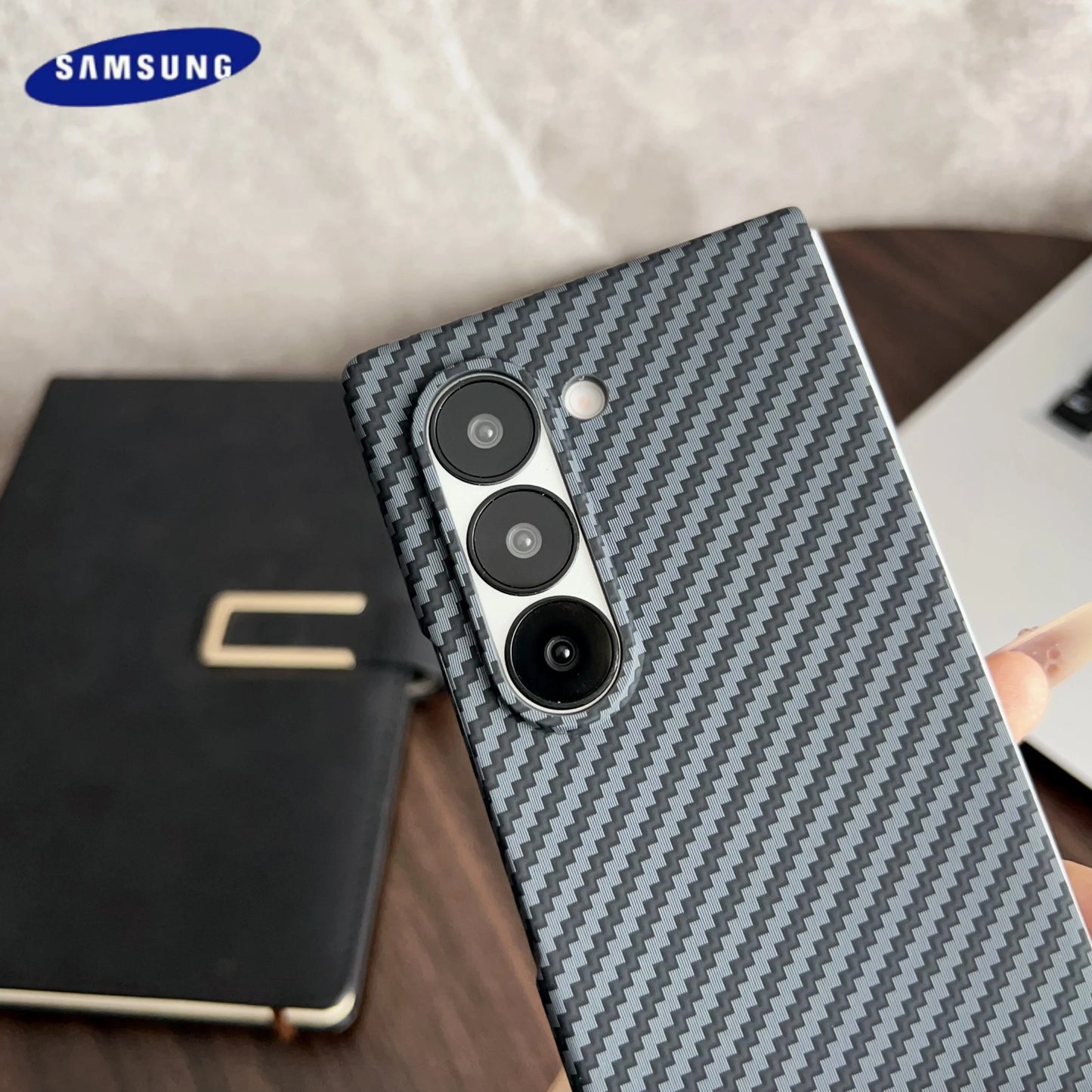 Carbon Fiber Magnetic Case For Samsung Galaxy Z Fold 6 5 4 3 For Magsafe Ultra Thin Wireless Charging Cover With Screen Film