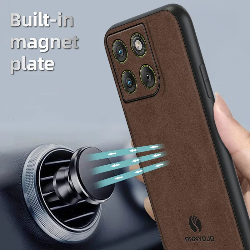 Busienss Retro Sheepskin Magnetic Case for Moto Signature Edge 70 Ultra Fusion+ 60 Pro 50 Ultra G67 G57 G17 Power Protect Cover