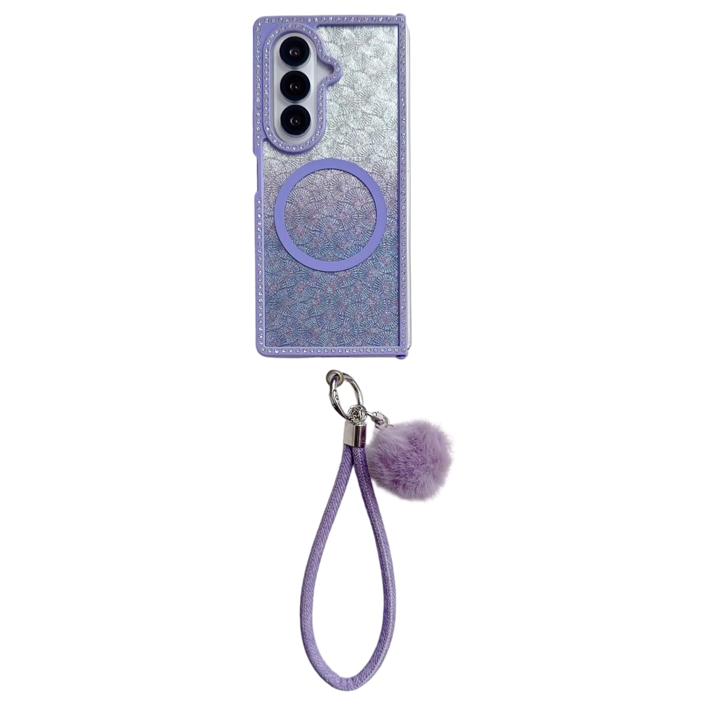 For Samsung Galaxy Z Fold 7 6 5 4 3 For Magsafe Case Bling Glitter Transparent Bracelet Folding Protection Hard Back Cover Funda