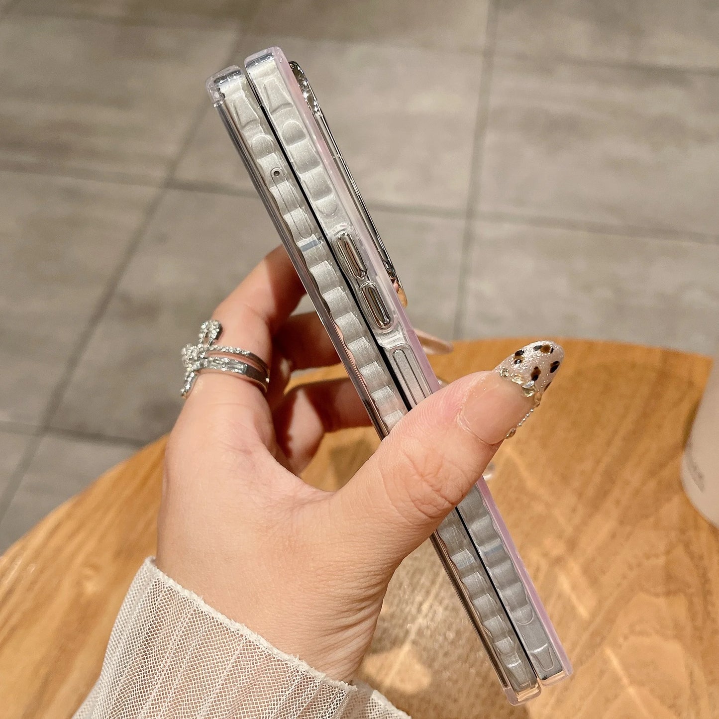 Laser Shell Pattern Flower Cases For Samsung Galaxy Z Fold 6 Glitter Cover For Samsung Z Fold 5 zfold4 zfold3 Hard Back Shell