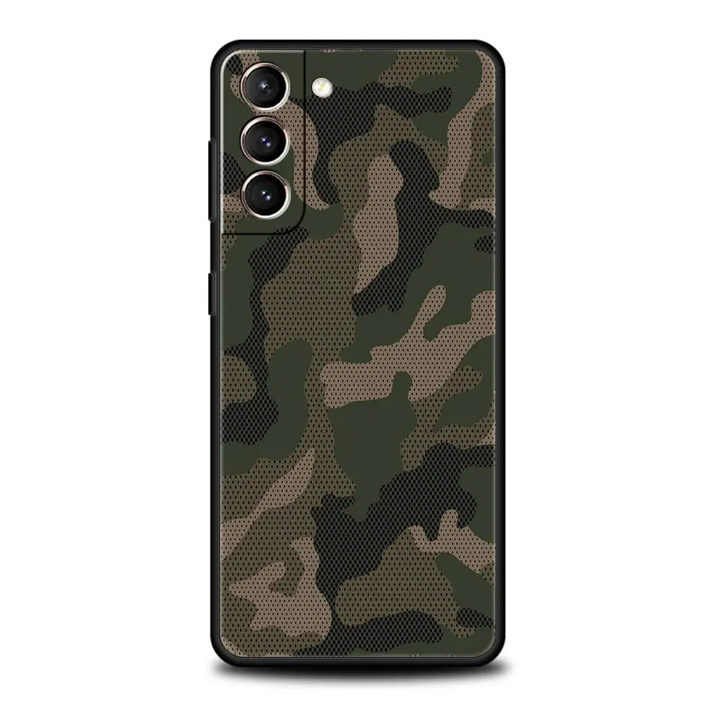 Camouflage Camo Military Army Phone Case For Samsung Galaxy S25 S24 S23 FE S22 Ultra S20 S21 5G S10 Plus S10E Soft Black Cover