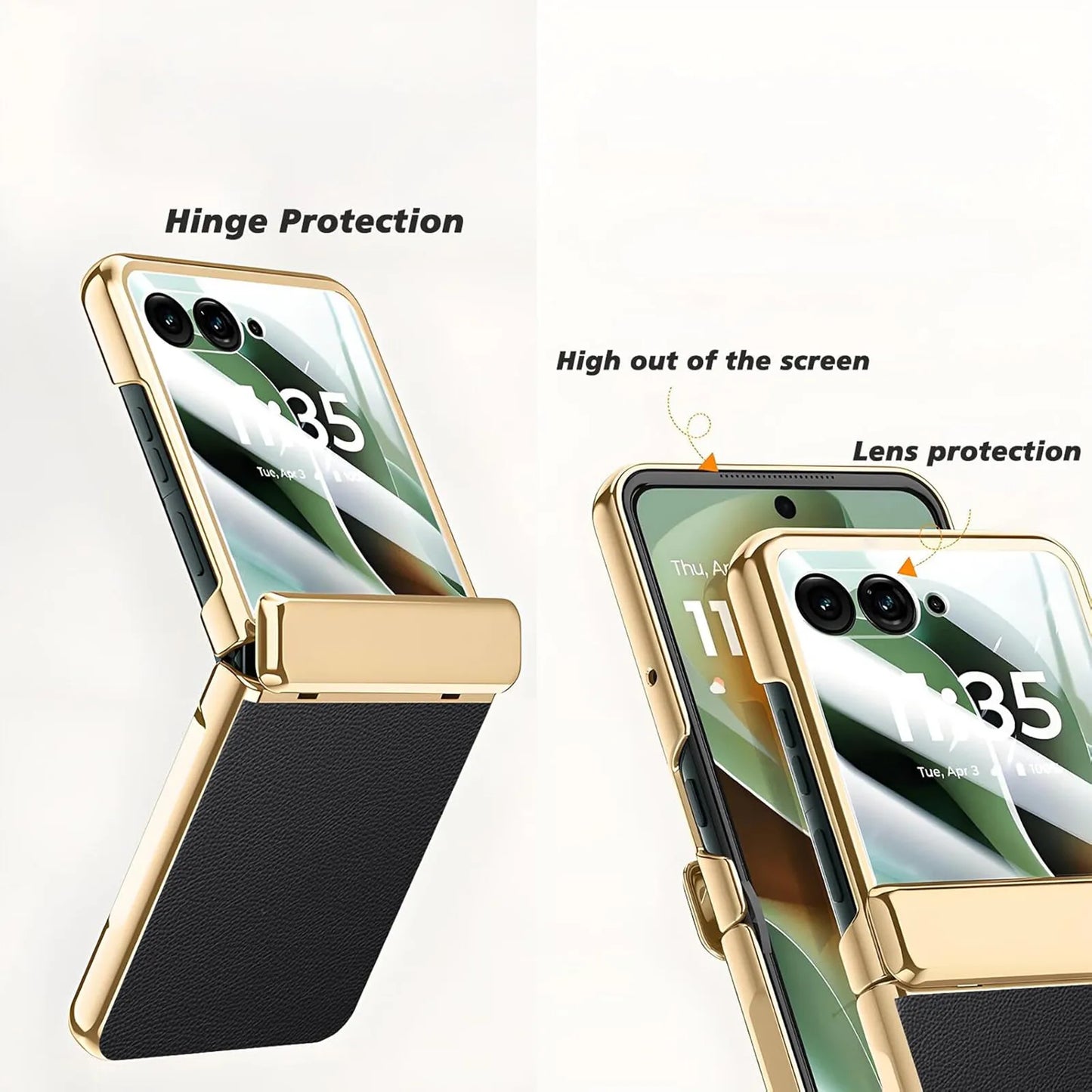 Electroplated Hinge Phone Case Screen Lens Protector For Motorola Razr Ultra 2025 Razr 2024 PU Leather Hard Back Cover