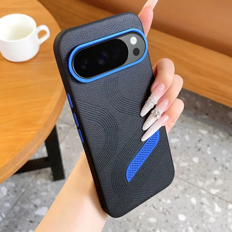 Blue Ventilated Phone Case For Pixel 11 Pro Google 11 10a Pixel 10 Pro XL 9a 9 Lens Ring Raised Protective Cover