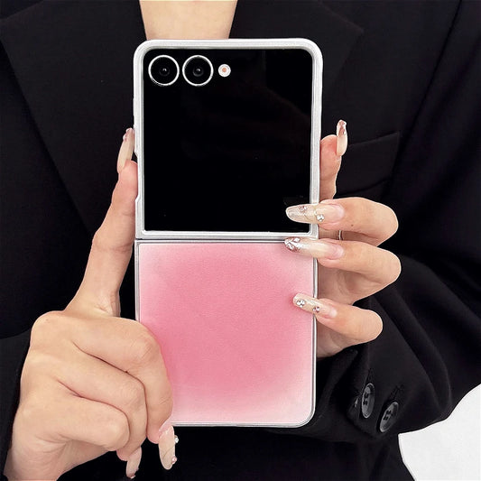 Stylish Color Collision Glossy Case For Samsung Galaxy Z Flip 3 4 5 6 7 5G ZFlip7 FE Flip6 5G Gradient Color Back Cover Funda