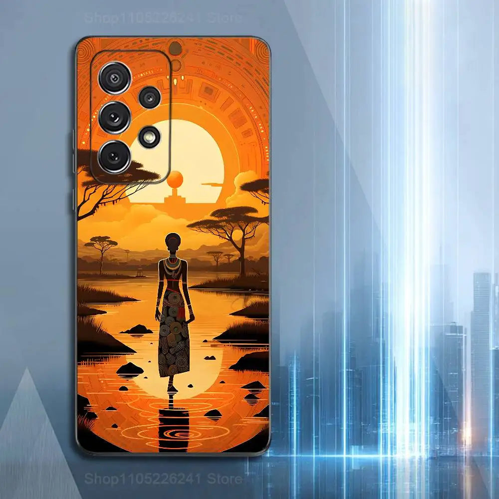 African Black Beauty For Samsung S9,S10,S20,S10,S21,S25,S24,S23,Ultra,FE,Plus,Lite,Soft Silicone Black Case