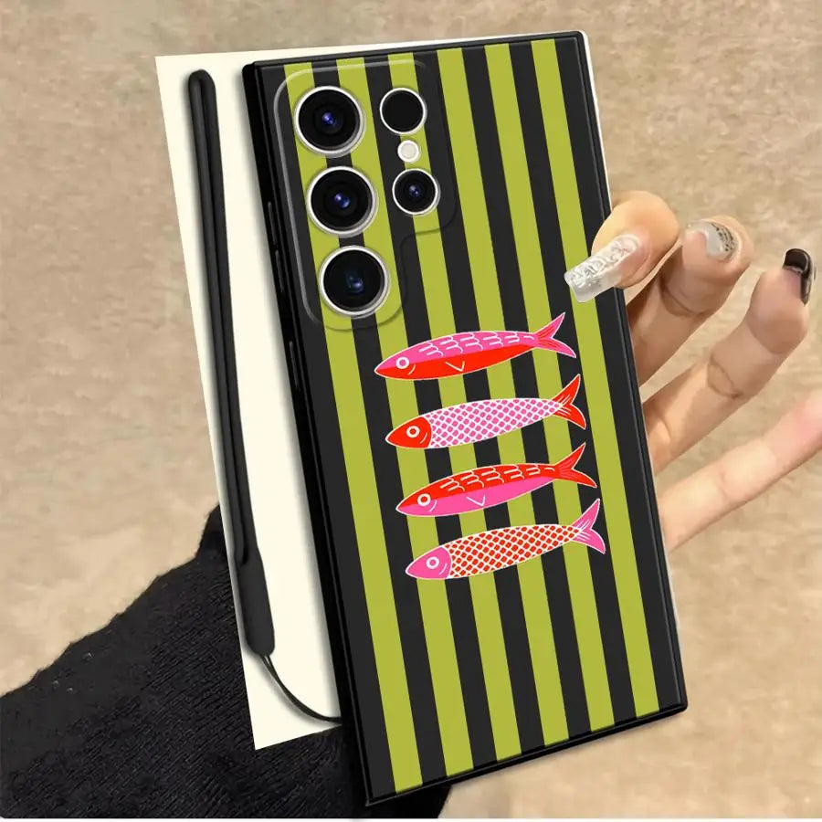 Case for Samsung Galaxy S26 Ultra S25 Plus S23 S20 FE S21 Note 20 10 S22 S24 Phone Cover Color Fish Funny Fashion
