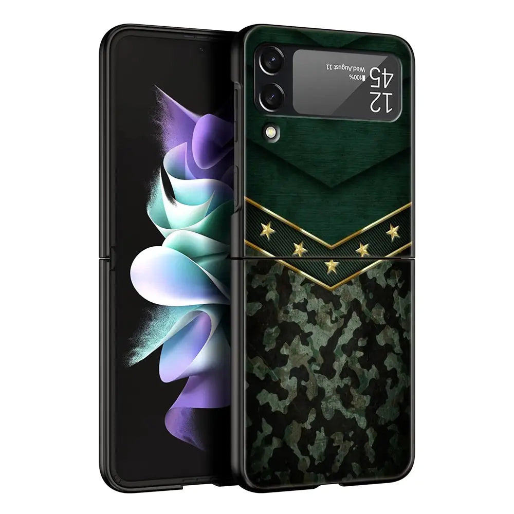 Camouflage Camo Military Army Phone Case For Samsung Galaxy Z Flip 6 5 4 3 Shell For Samsung Z Flip3 Flip4 Flip5 Hard PC Cover