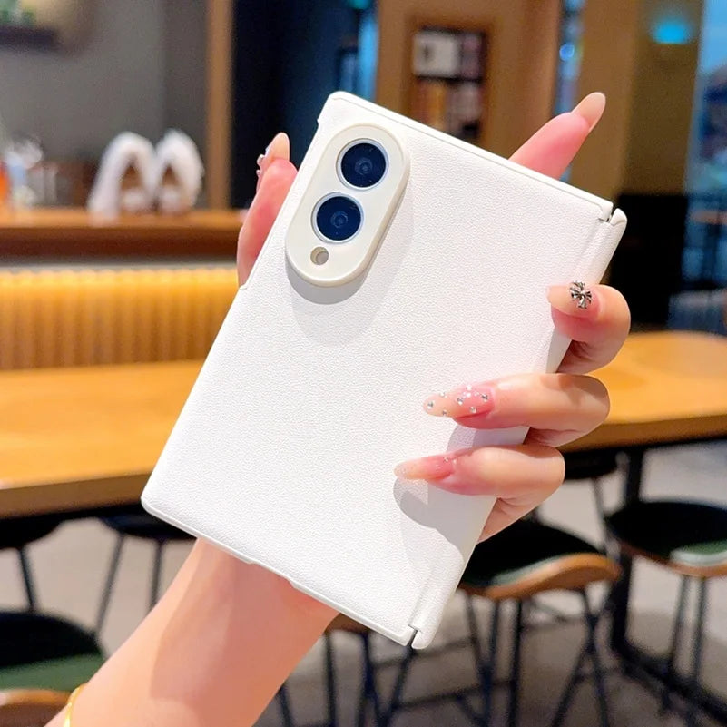 Fashion Color Phone Case For Samsung Z Fold 8 Fold8 Ultra Galaxy Z Fold 7 Slim Crosshatch Leather Texture Protective Cover