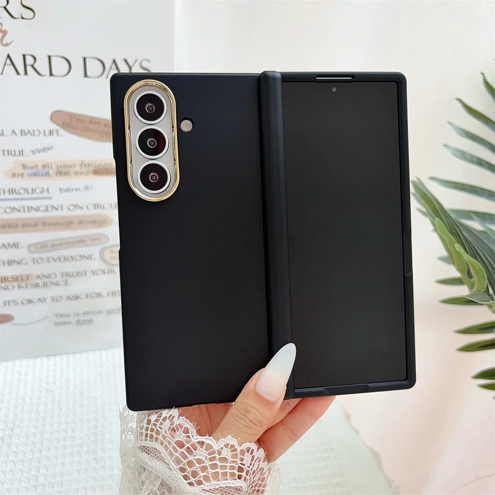Luxury For MagSafe Flip Hinged Protection Phone Case for Samsung Galaxy Z Fold 8 7 6 5 Wireless Charging Solid Color Matte Cover