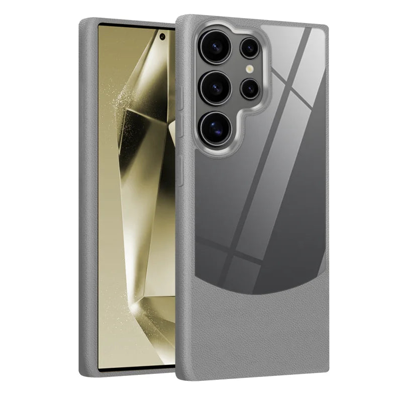 Leather+Acrylic Shockproof Phone Case For Samsung Galaxy S25 S24 S23 FE S22 Ultra A55 A54 A05S A16 A25 A35 A35 A56 A15 A34 Cover