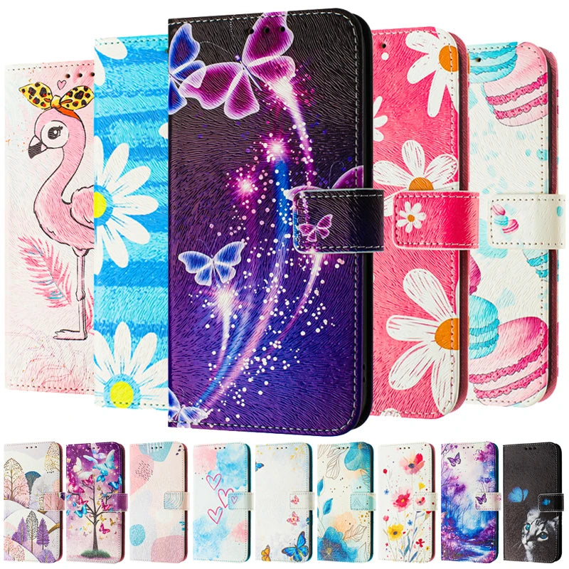 5G Leather Phone Case For Motorola MOTO G 5G 2025 MotoG Stylus 2024 2023 2022 2021 Flip Cover Wallet Magnetic Painted Cases Bear