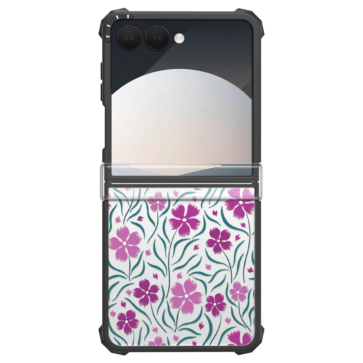 for Samsung Galaxy Z Flip 7 Case with Hinge Protection Floral Lavender Shockproof Protective Hard PC Slim Floral Women Case
