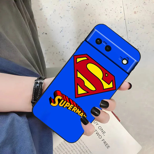 Logo Art S-Supermans B-Batmans For Google Pixel 9 8 7A 7 6A 6 5A 5 4 4A XL 5G Black Silicon Shockproof Shell Cover Phone Case