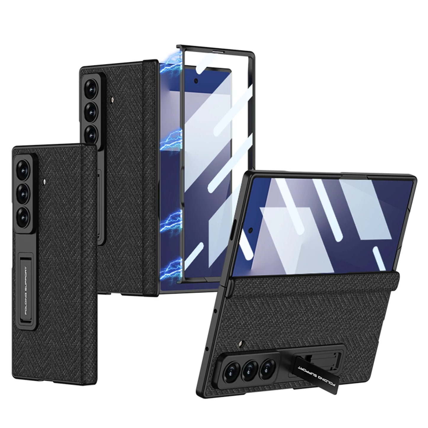 Magnetic Hinge All-included Case For Samsung Galaxy Z Fold 7 Nylon Fabric Screen Glass Protective Cover For Galaxy Z Fold7 Case
