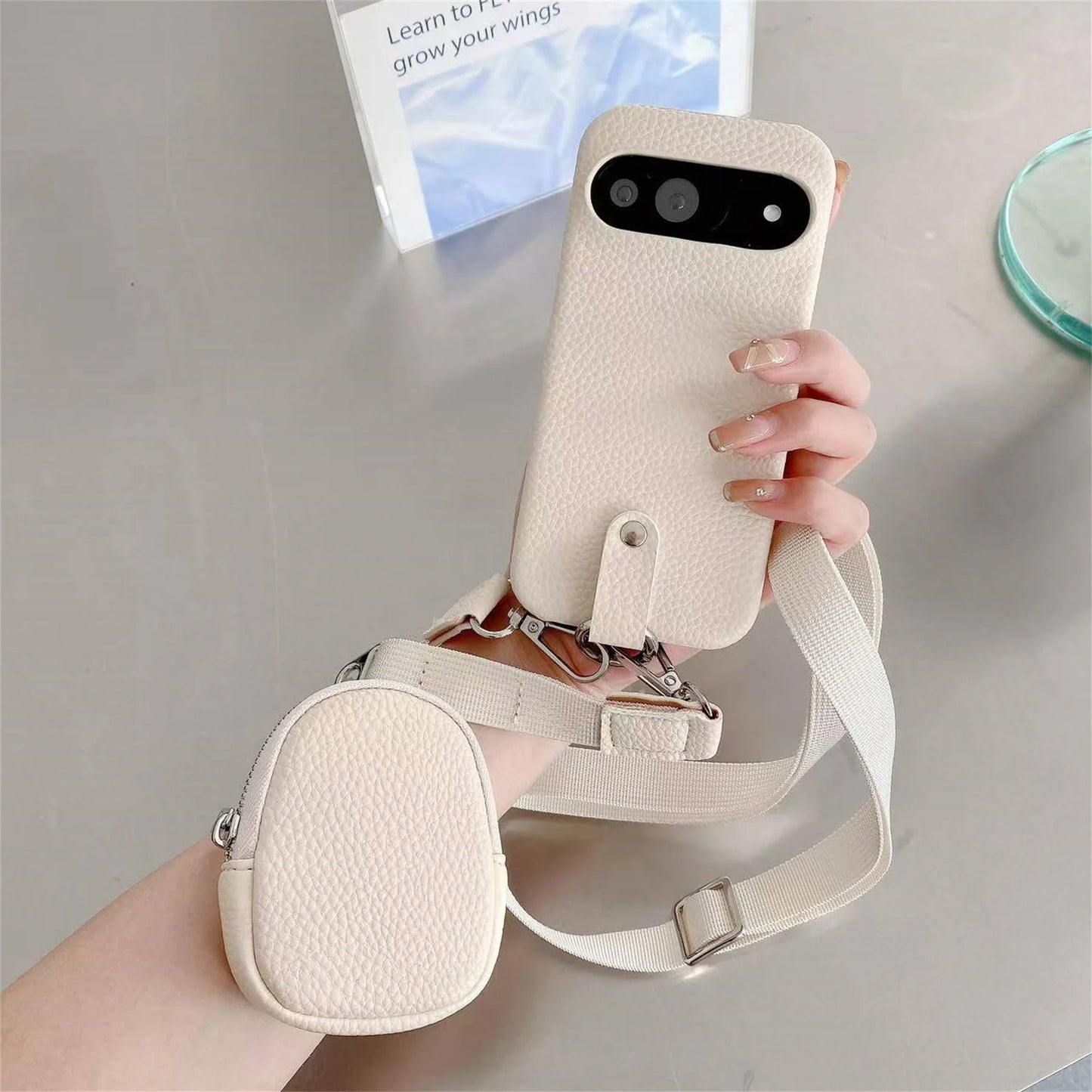 Korean Luxury Lychee Pattern Candy Color Case With Crossbody Lanyard Coin Purse For Google Pixel 9 8 7 Pro XL 8A 7A 9XL Cover