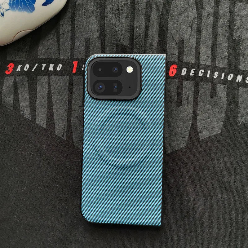 Magnetic Case for Google Pixel 10 9 Pro Fold Leather Carbon Fiber Texture Cover for Mag-safe Wireless Chagre Shell Phone Fundas