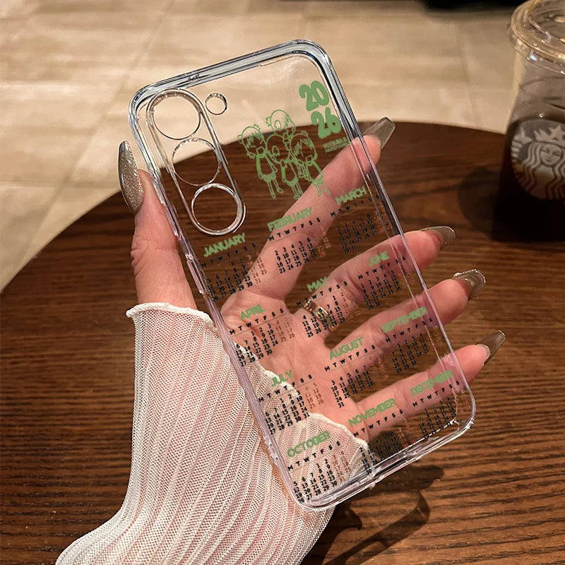 New 2026 Calendar Design Clear Case For Samsung Galaxy S25 S24 S23 Ultra S22 S21 Plus FE A16 A15 A56 A55 A54 A53 A36 5G Cover