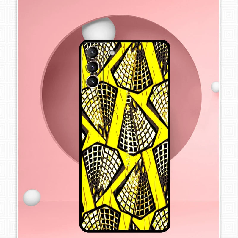 African Wax Pattern Fabric Case For Samsung Galaxy S24 S23 Ultra S22 S20 FE S21 FE Note 10 20 S8 S9 S10 Plus Cover