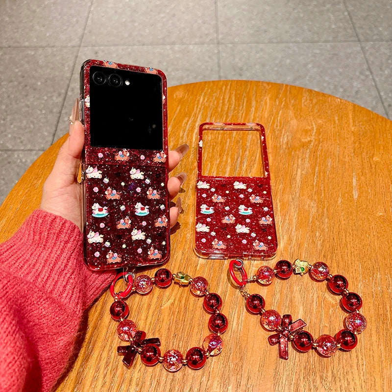 Case For Motorola Razr 60 Ultra 50 Ultra 2025 Razr Plus DIY Red Pony Pendant Shockproof Mobile Phone Case Cover