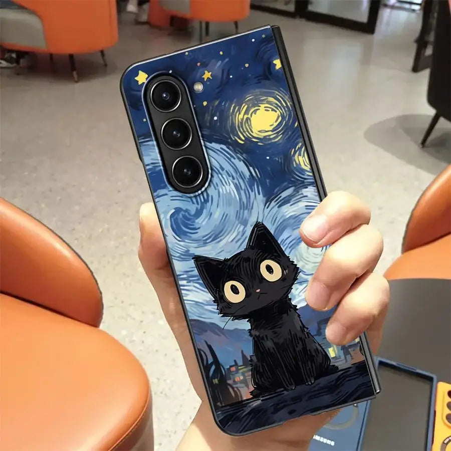 Case for Samsung Galaxy ZFold6 ZFold4 ZFold5 ZFold7 Z Fold 7 6 5 4 3 ZFold3 Back Phone Cover Super Cute Kitten