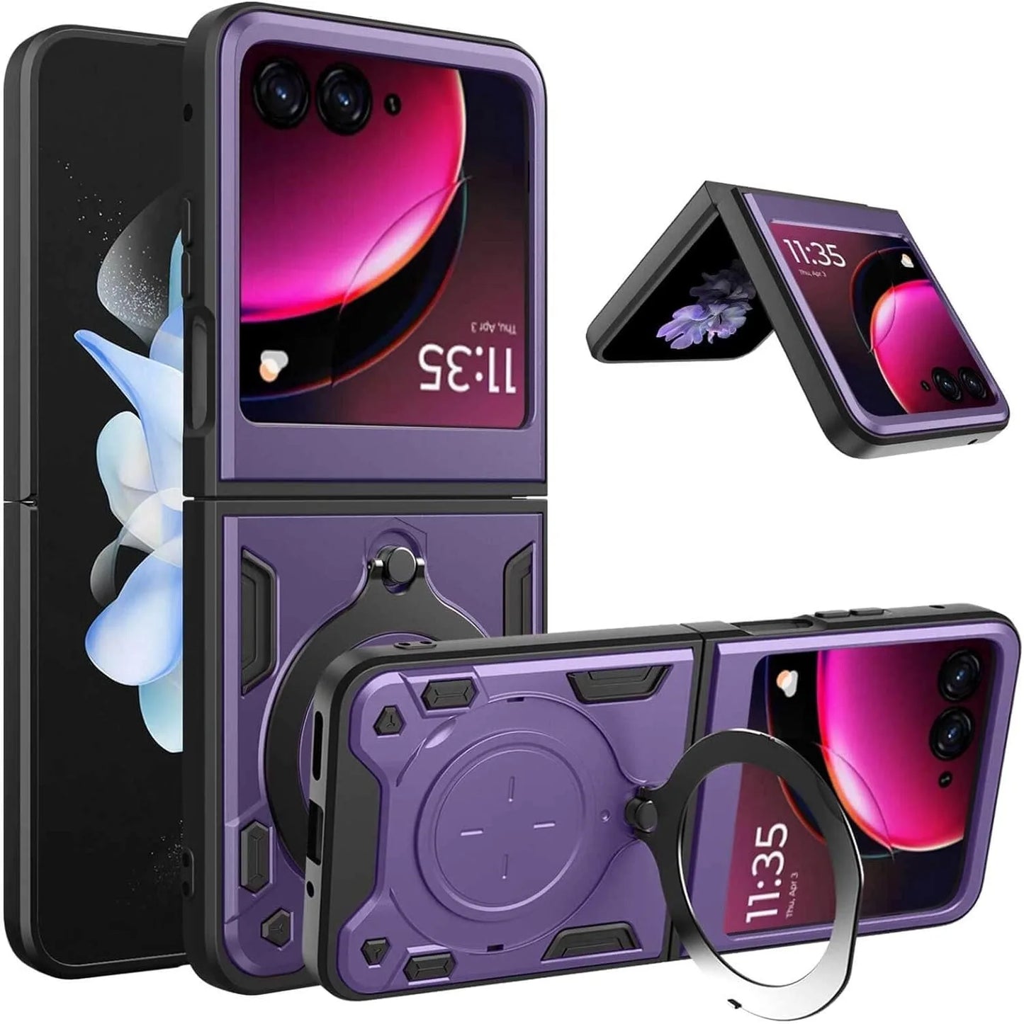 Protective Cover For Motorola Moto Razr 60 50 40 Ultra Razr Plus 2025 2024 2023 Case Ring Stand Holder Shockproof Fundas Coque
