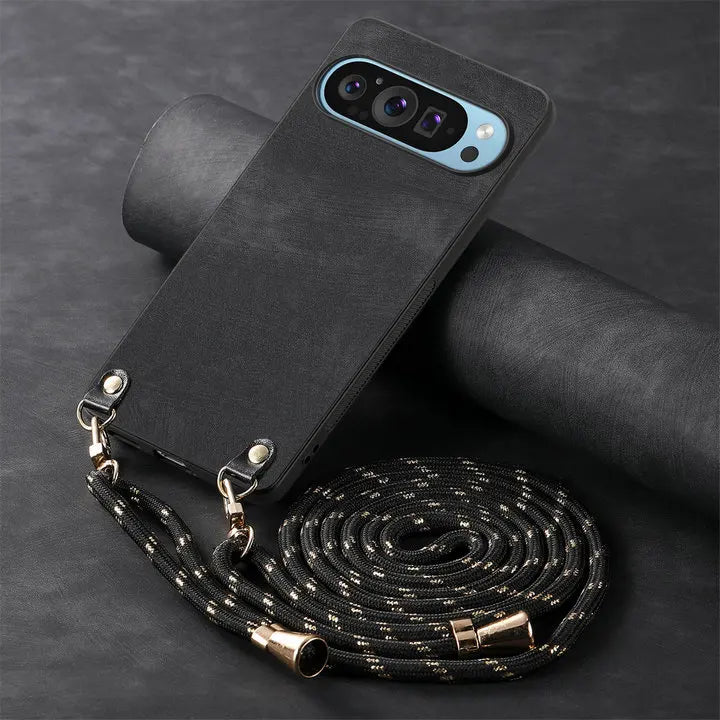 Luxury Case For Google Pixel 11 Pro XL 5G Crossbody Strap Armor Leather Back Etui Pixel 11 Pro Shockproof Funda