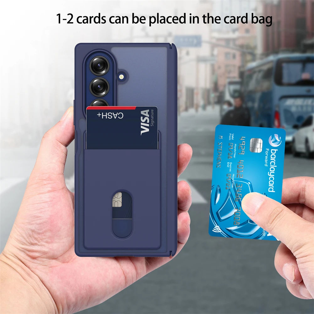 Shockproof Acrylic Card Bag Case For Samsung Galaxy Z Fold 7 5G Tempered Glass Screen Protector Magnetic With Hinge Back Cover