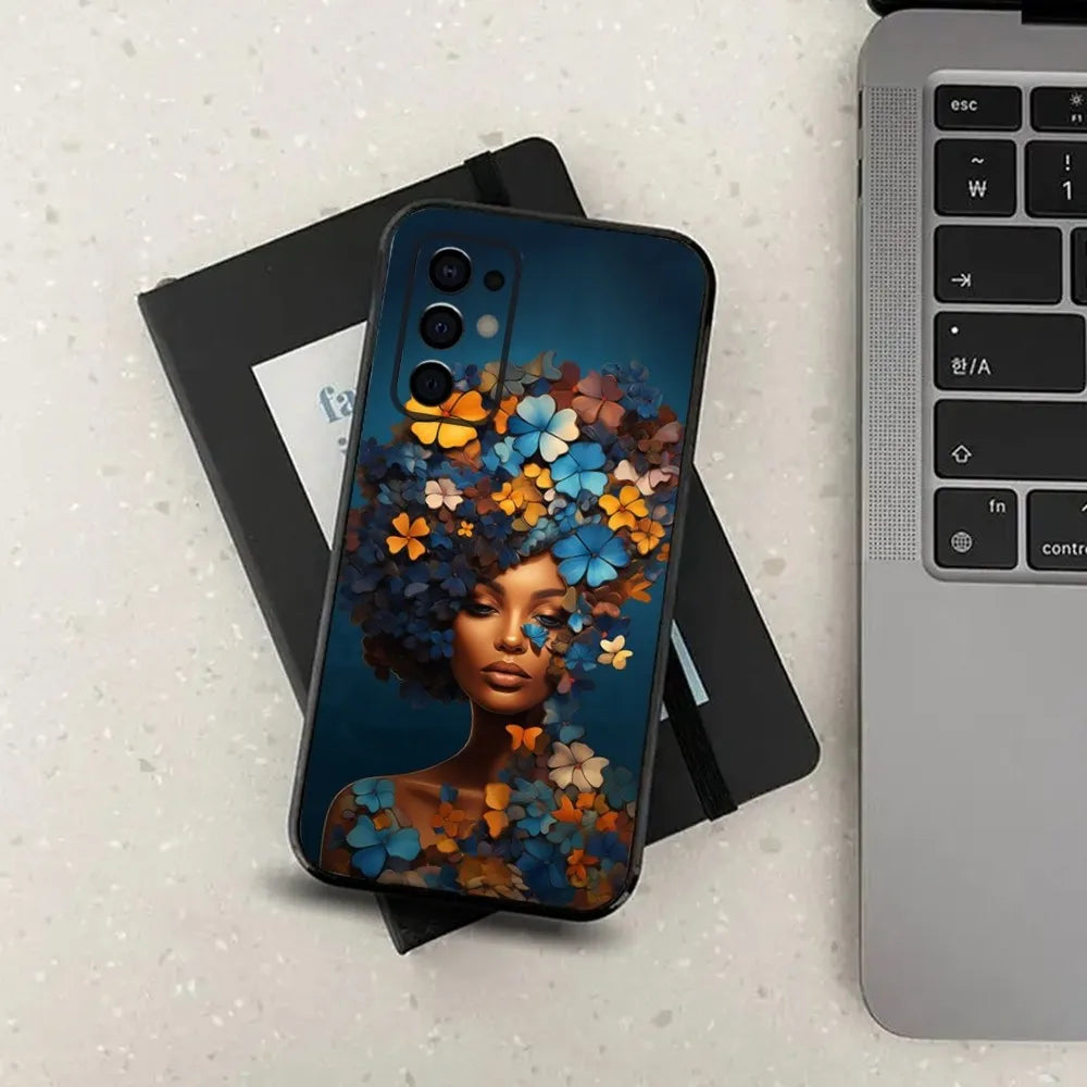 Colorful Art African Girl Black Phone Case For Samsung S24,S21,S22,S23,S30,Ultra,S20,Plus,Fe,Lite,Note,10,9,5G Black Soft Cover