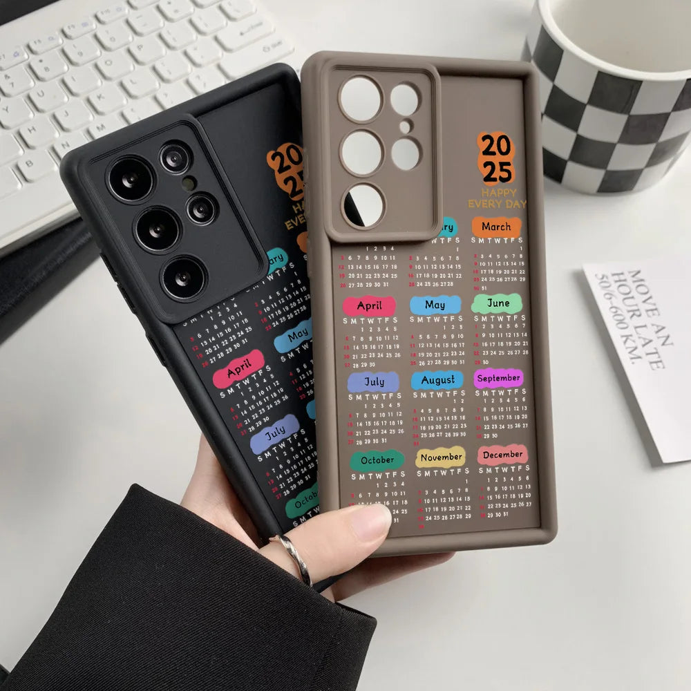 2025 New Year Calendar Phone Case For Poco M6 F5 X5 X6 Pro Case Xiaomi 15 Redmi Note 13 12 11 10 9 8 Pro 14C 13C 10C 12C Cover