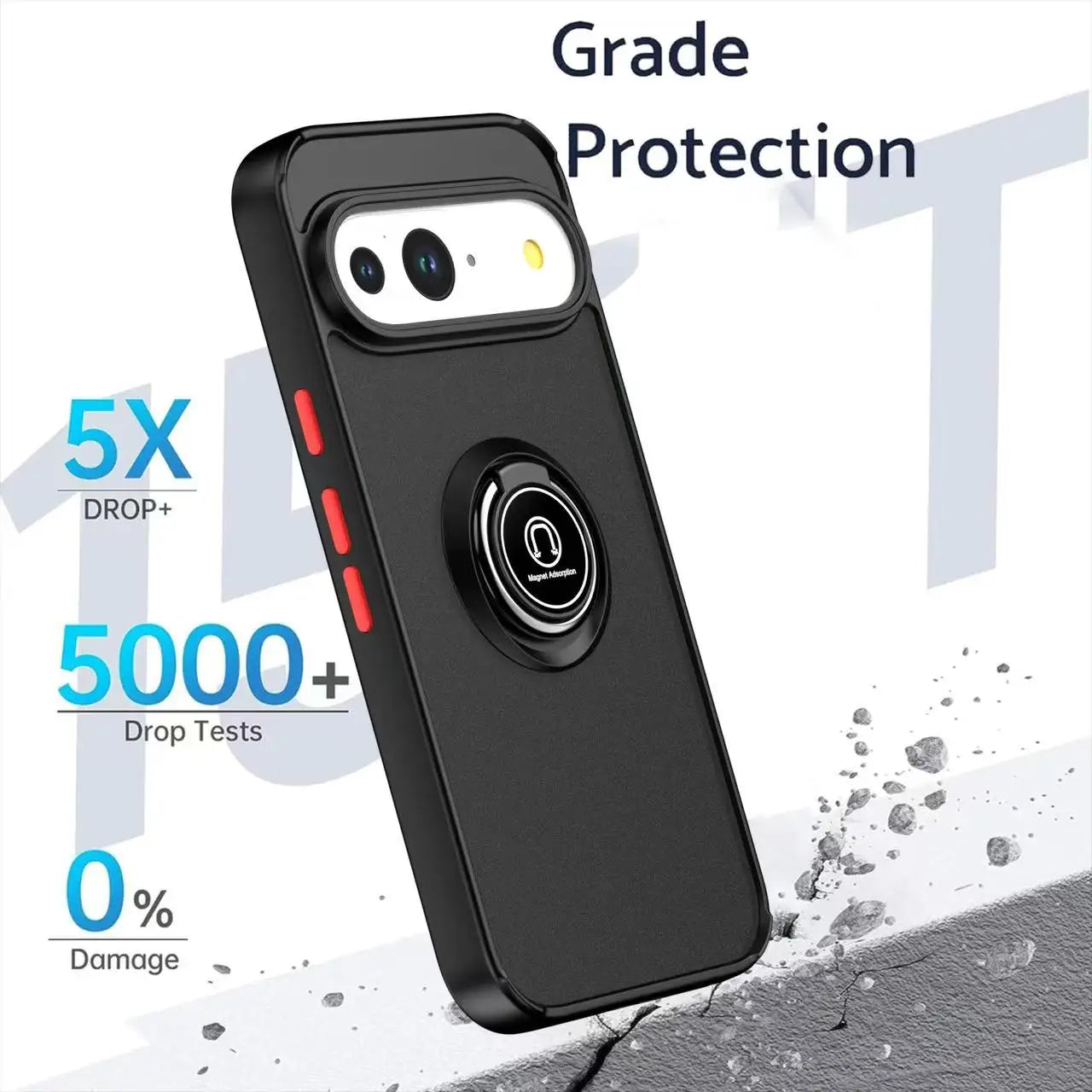 For Google Pixel 9A 8A 7A Armor Matte Car magnetic Cover For Google Pixel 10 9 Pro XL Pixel 7 8 Pro Ring Stand Shockproof case
