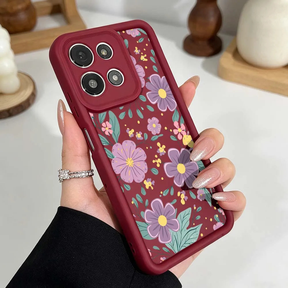 Exquisite Floral Pattern Cover For Motorola Moto G86 G85 G75 G56 G35 G24 G06 Edge 70 60 50 Fusion Eye Ladder Phone Case